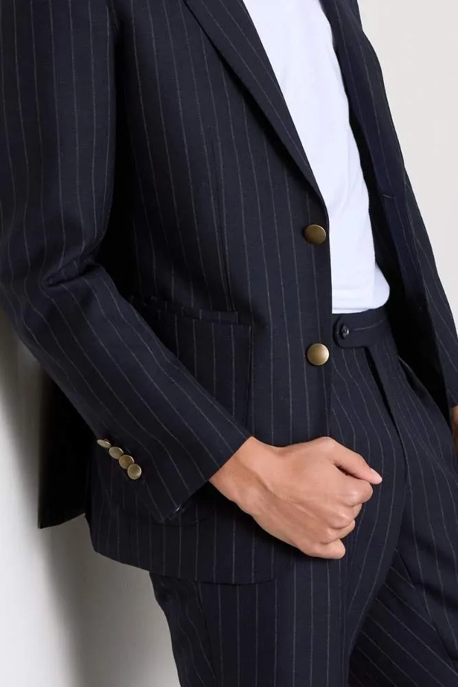 The Liam Suit - Navy Chalk Stripe Tropical Wool