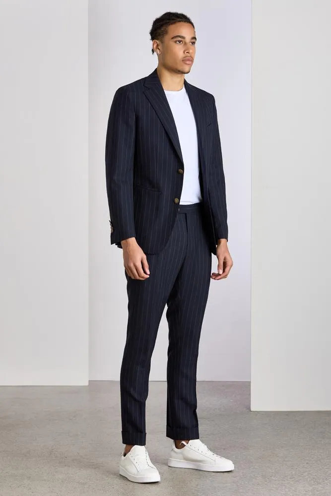 The Liam Suit - Navy Chalk Stripe Tropical Wool