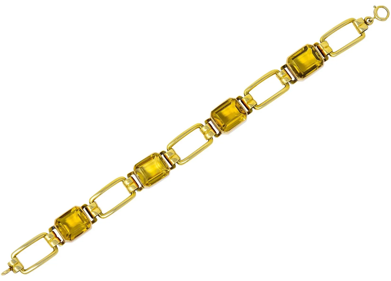 Tiffany & Co. 1940's Retro 32.00 CTW Citrine 14 Karat Gold Link Bracelet