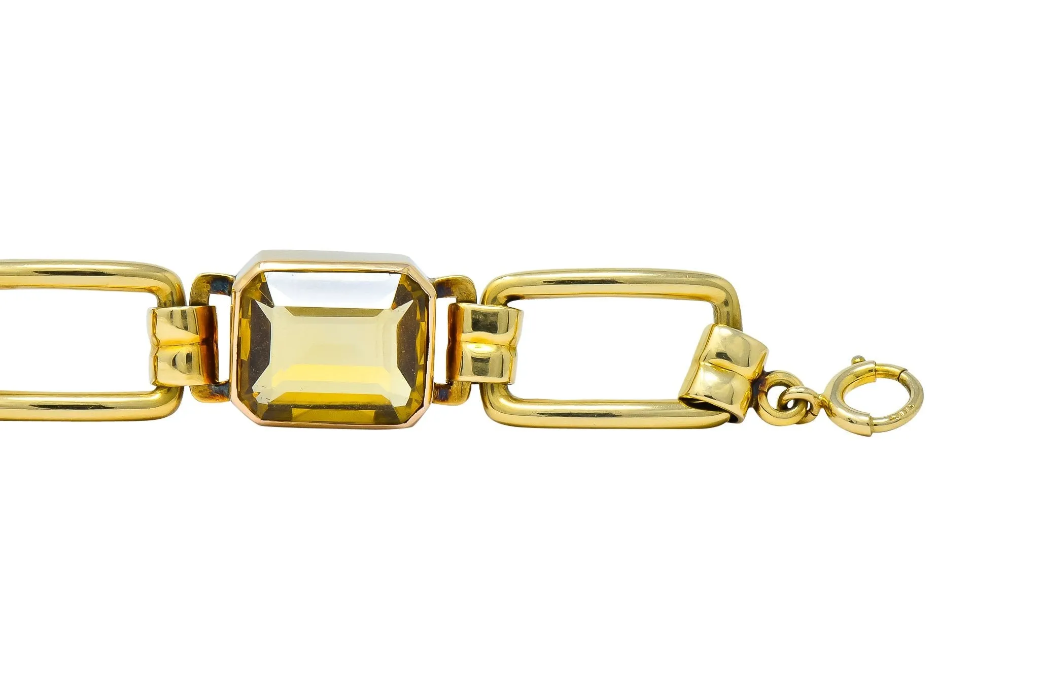 Tiffany & Co. 1940's Retro 32.00 CTW Citrine 14 Karat Gold Link Bracelet