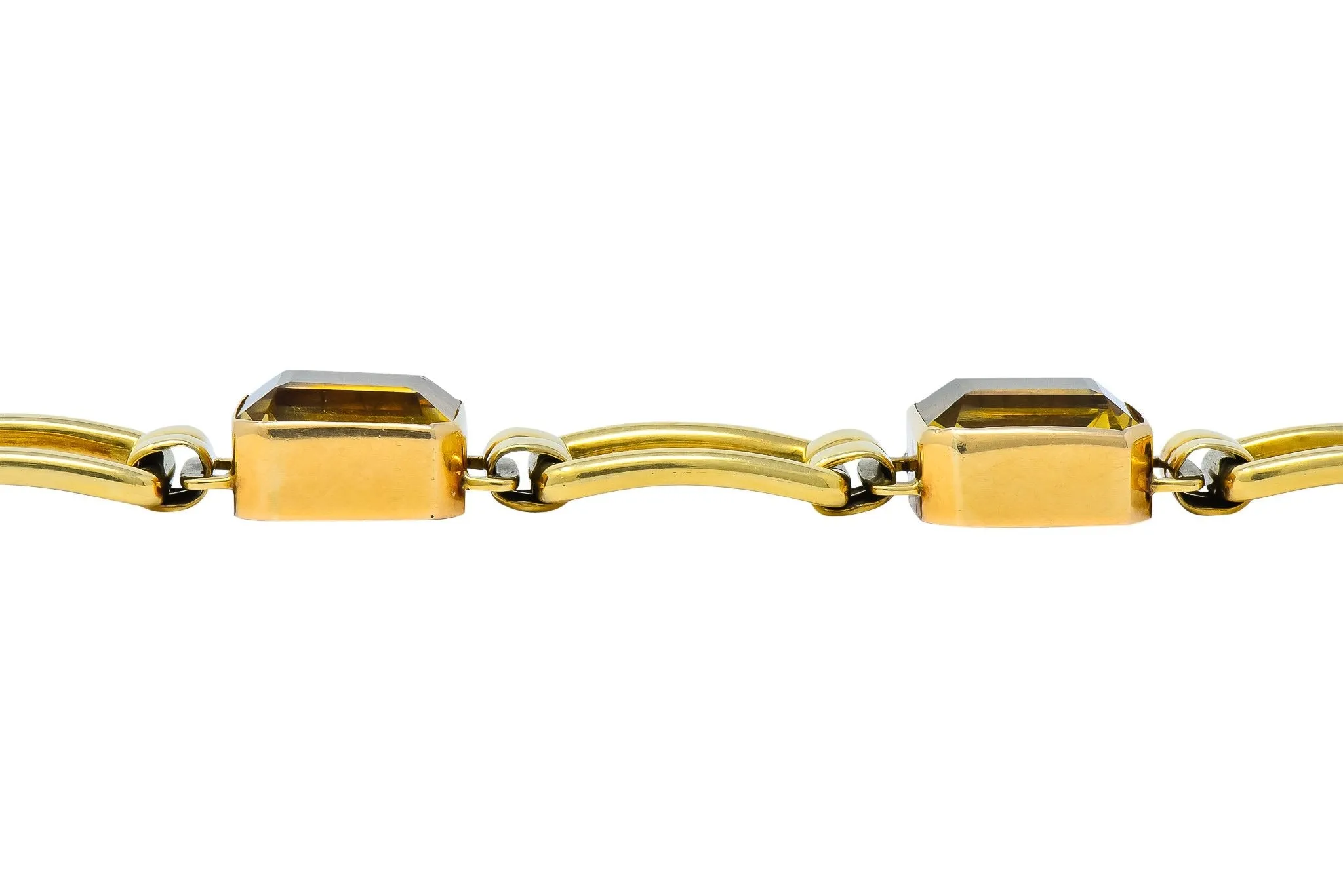 Tiffany & Co. 1940's Retro 32.00 CTW Citrine 14 Karat Gold Link Bracelet