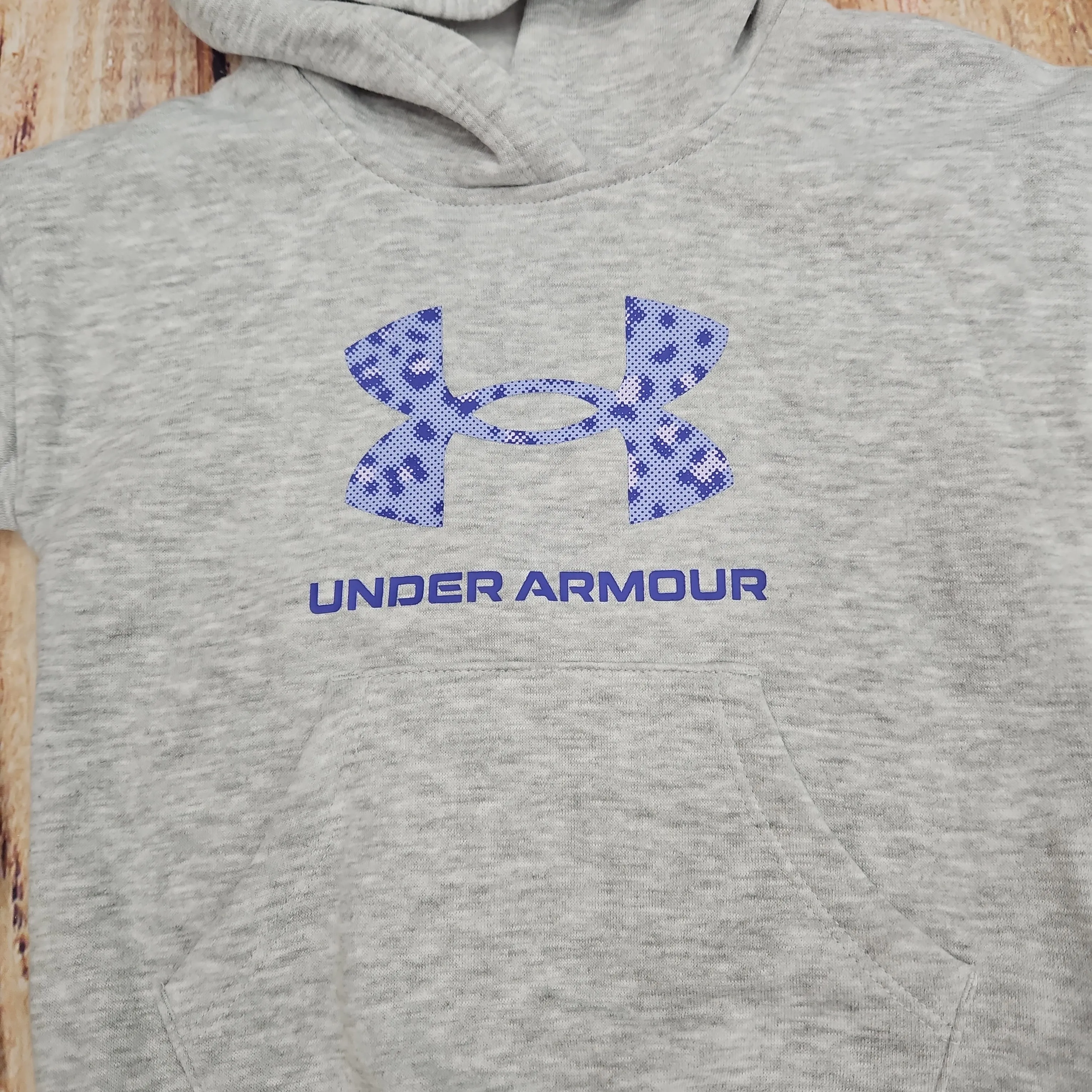 UA PURPLE SPOTTED BIG LOGO GRAY HOODY