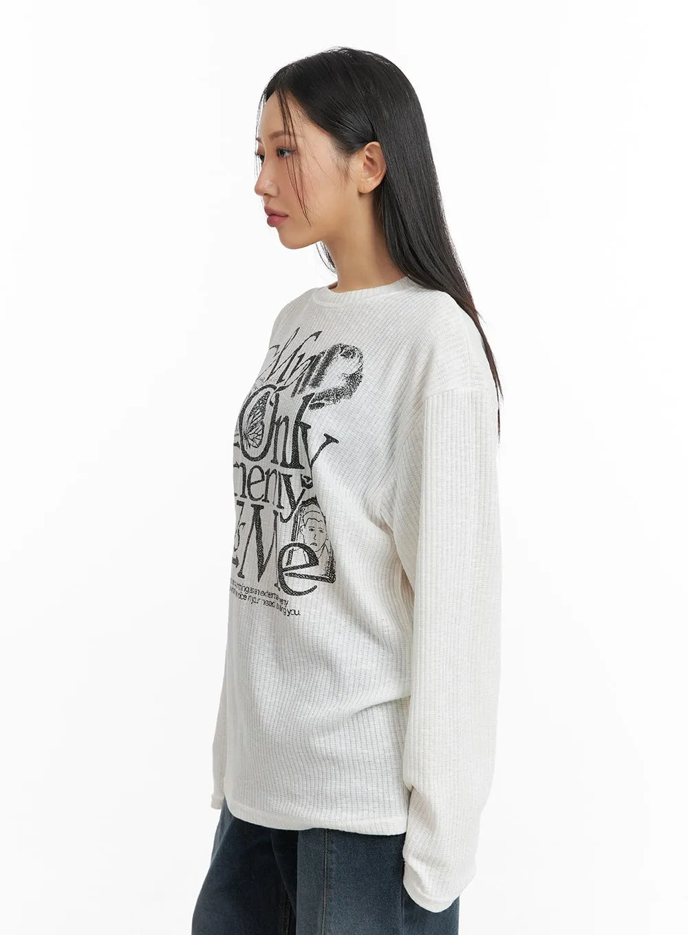 Unisex Graphic Lettering Long Sleeve CM418