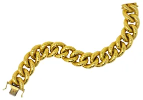 Vintage 18 Karat Gold Textured Curb Link Bracelet