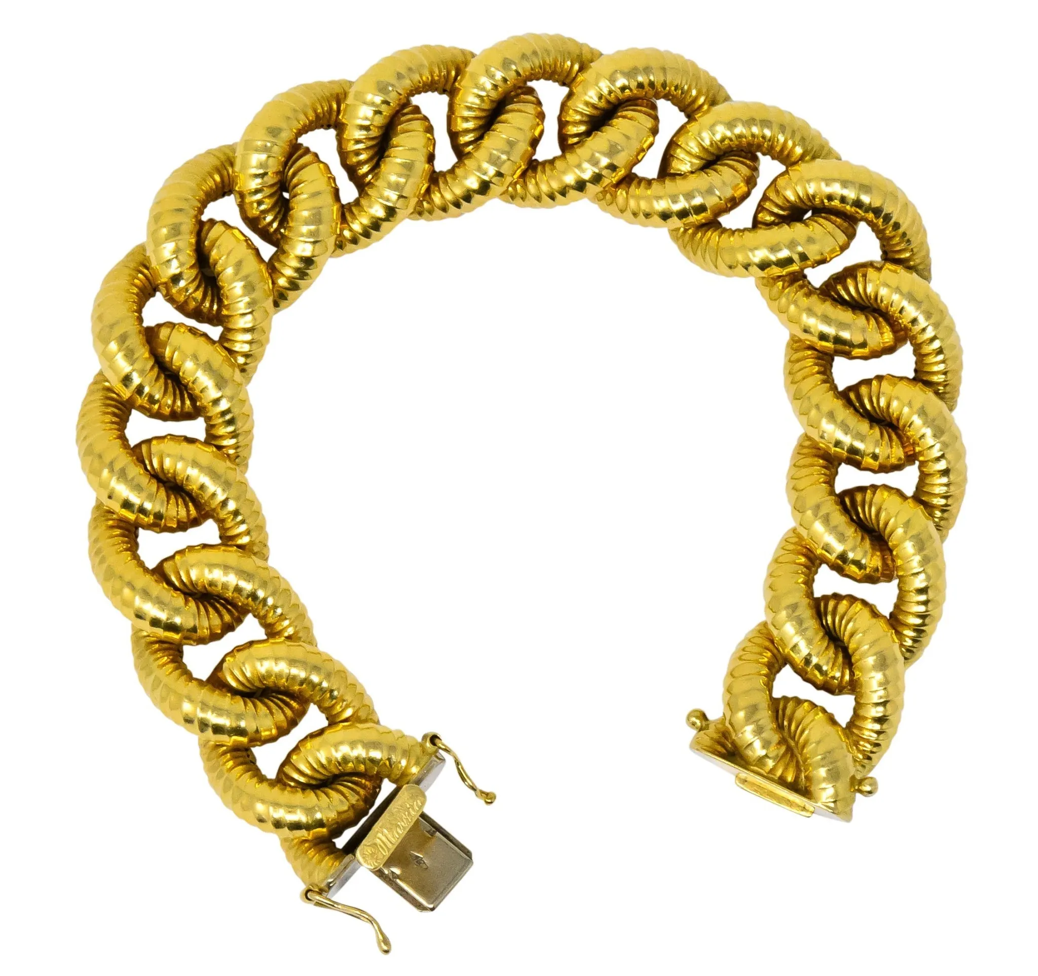 Vintage 18 Karat Gold Textured Curb Link Bracelet