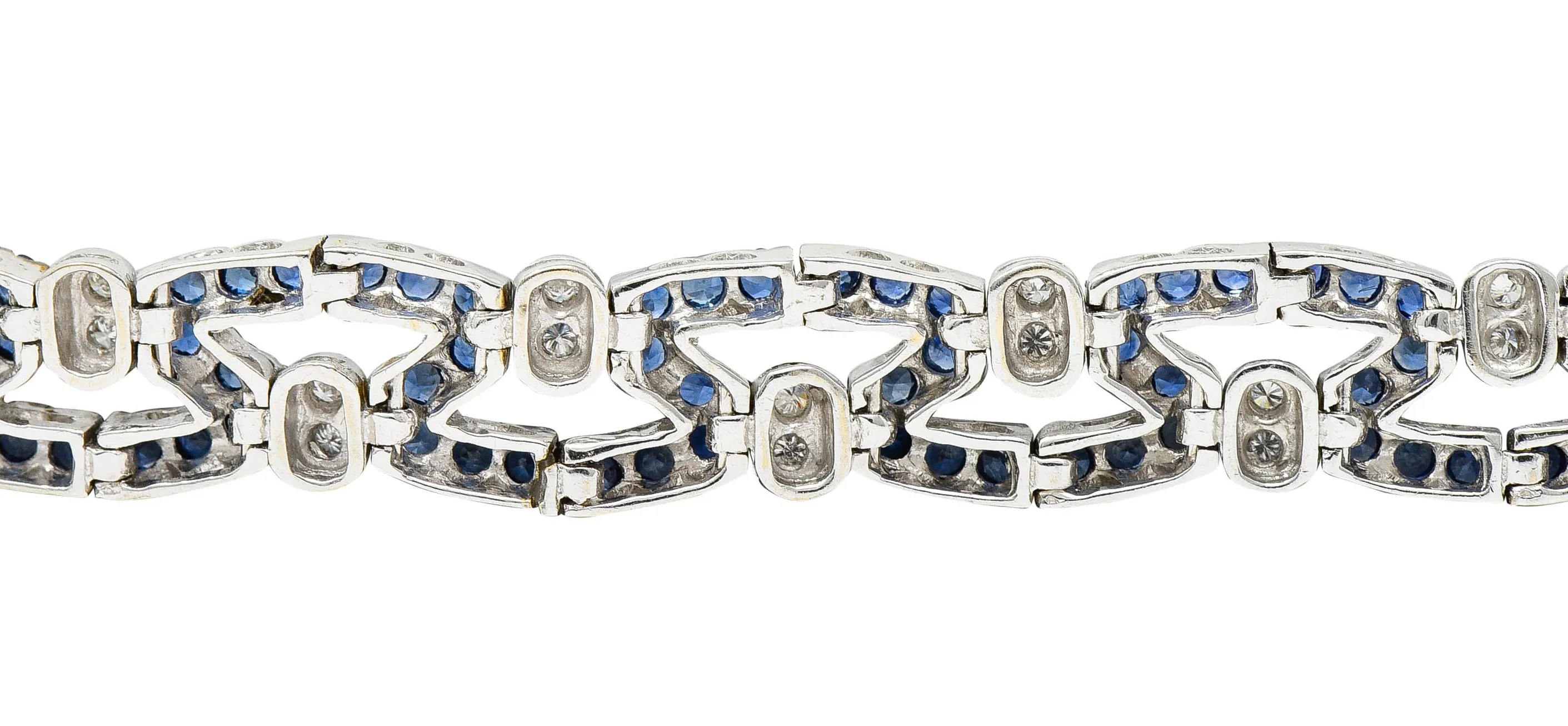 Vintage 6.50 CTW Sapphire Diamond 18 Karat White Gold Bracelet