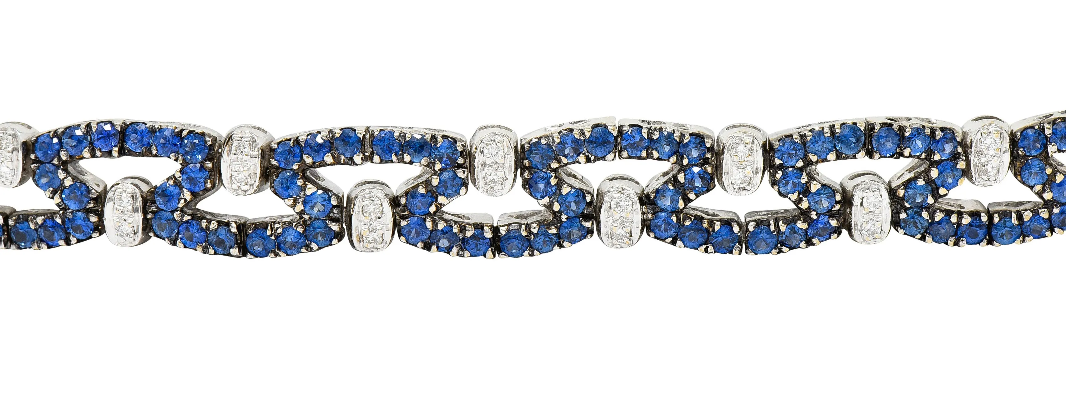 Vintage 6.50 CTW Sapphire Diamond 18 Karat White Gold Bracelet