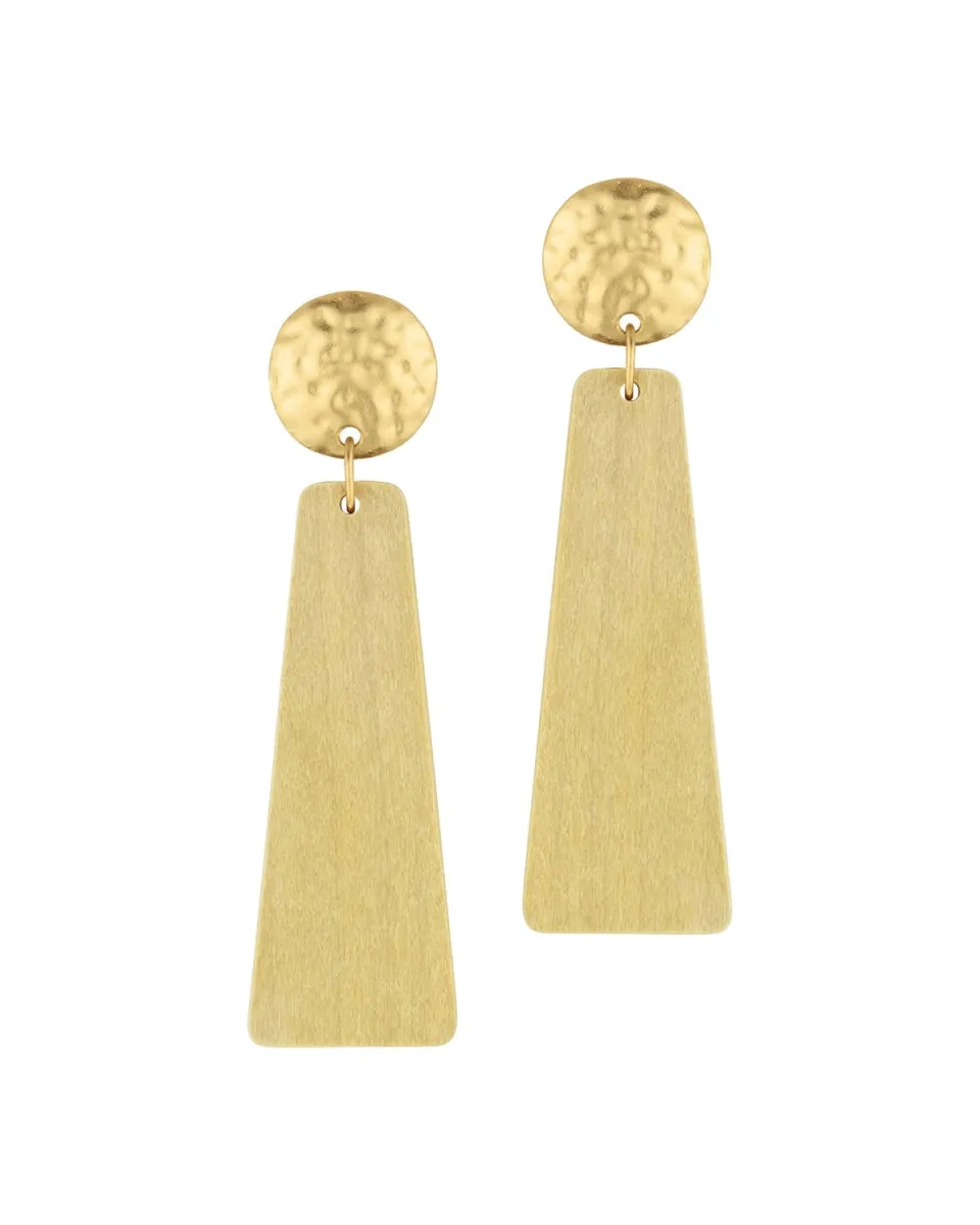 Wood and Gold Accent Bar Earring